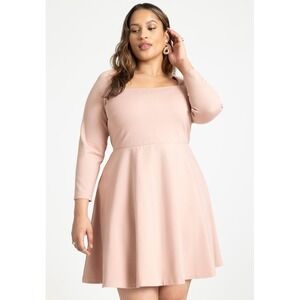 NWT Eloquii Pink Square Neck Mini Fit & Flare Dress Size 20 Coquette Clean Girl